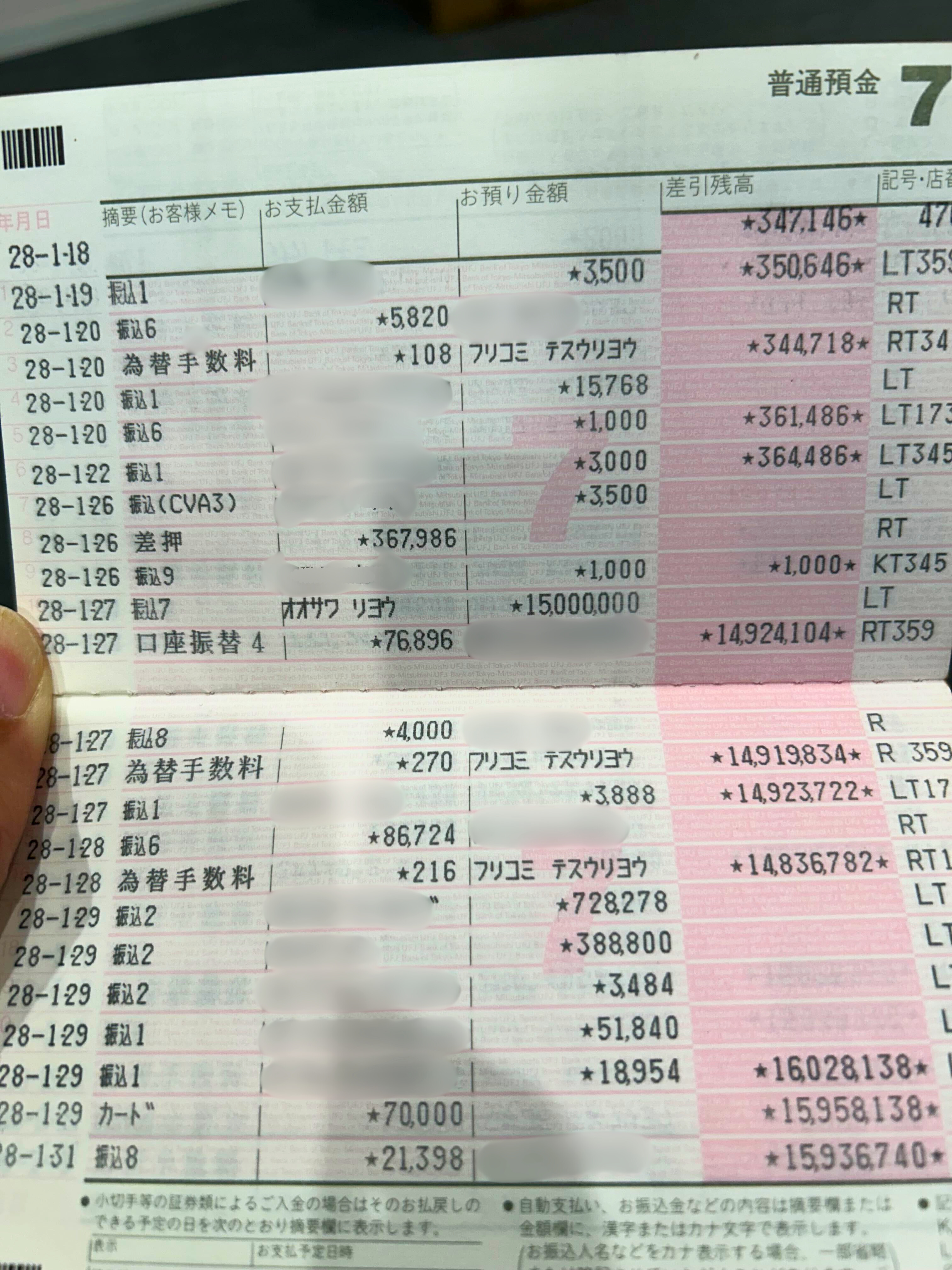 経営が苦しかった当時の預金通帳